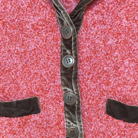 Anthropologie HWR Monogram Touring jacket / sweater with velvet trim - Picture 2 of 6